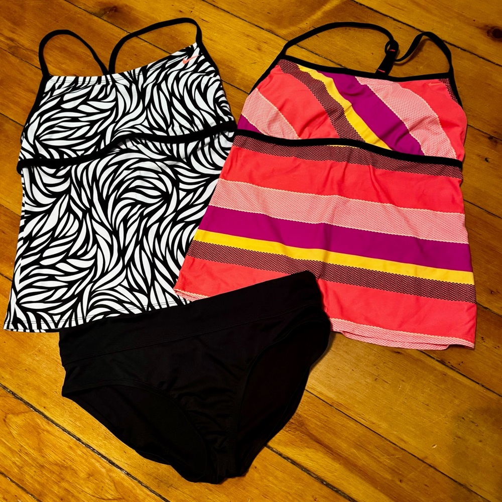 Nike swim tankini set Black, coral, Pink, yellow women’s size Large